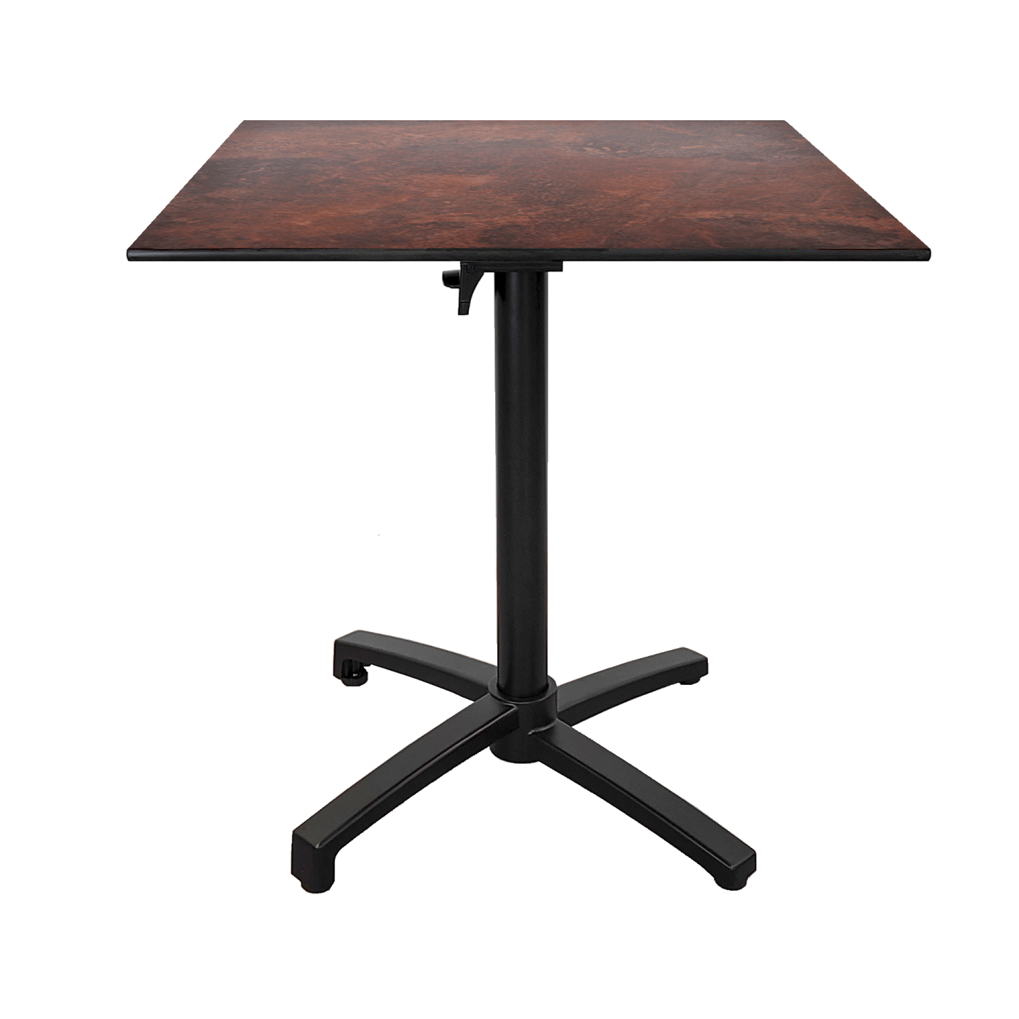 Table pliable pour terrasse en Compact HPL décor rouille 70x70