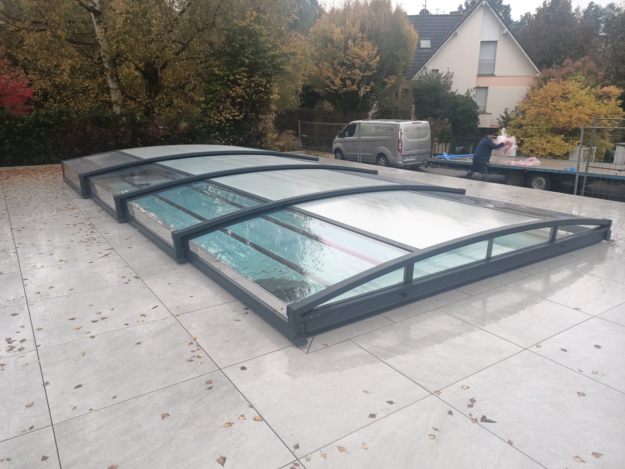 Pose abri de piscine