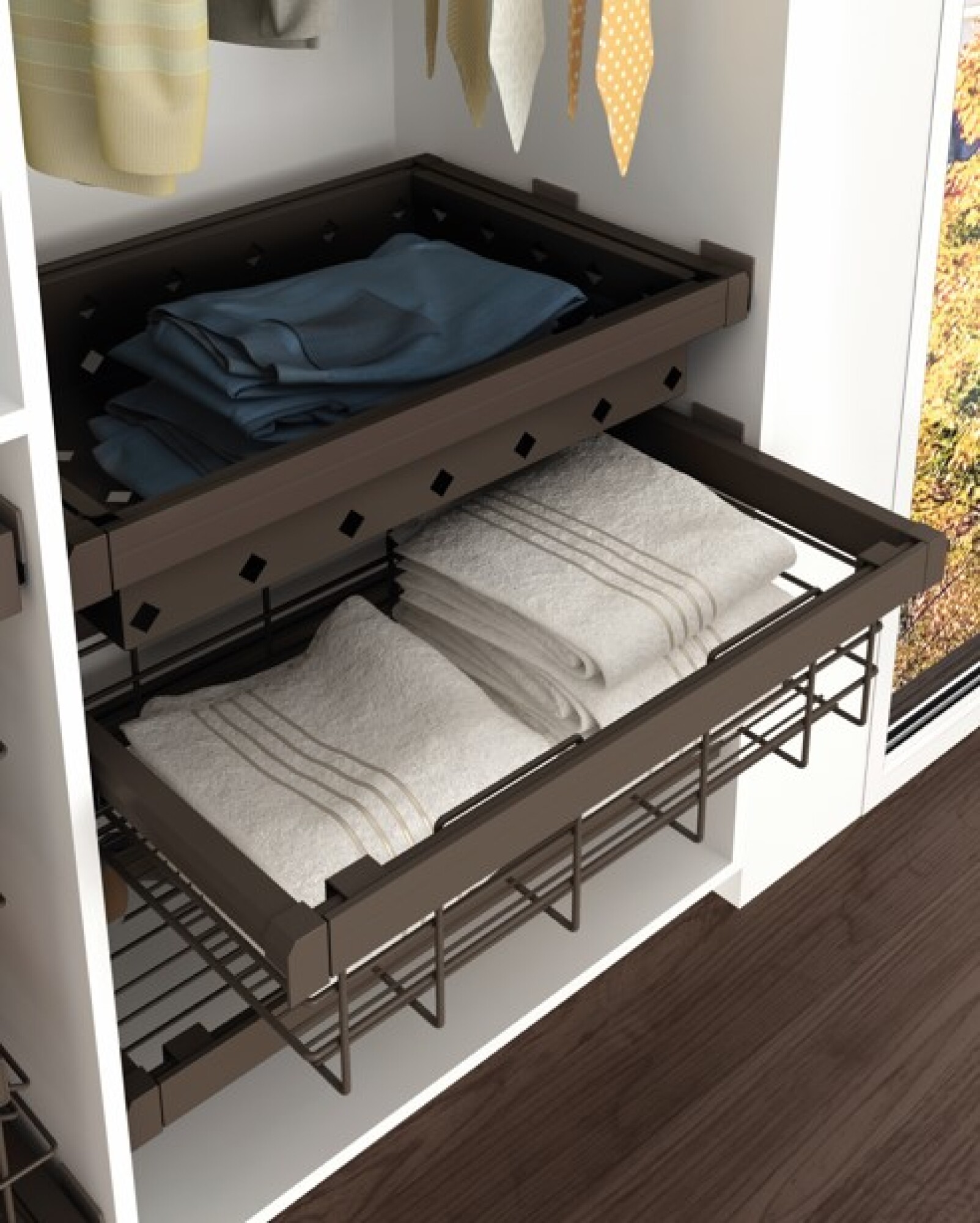 Panier fil avec cadre Moka