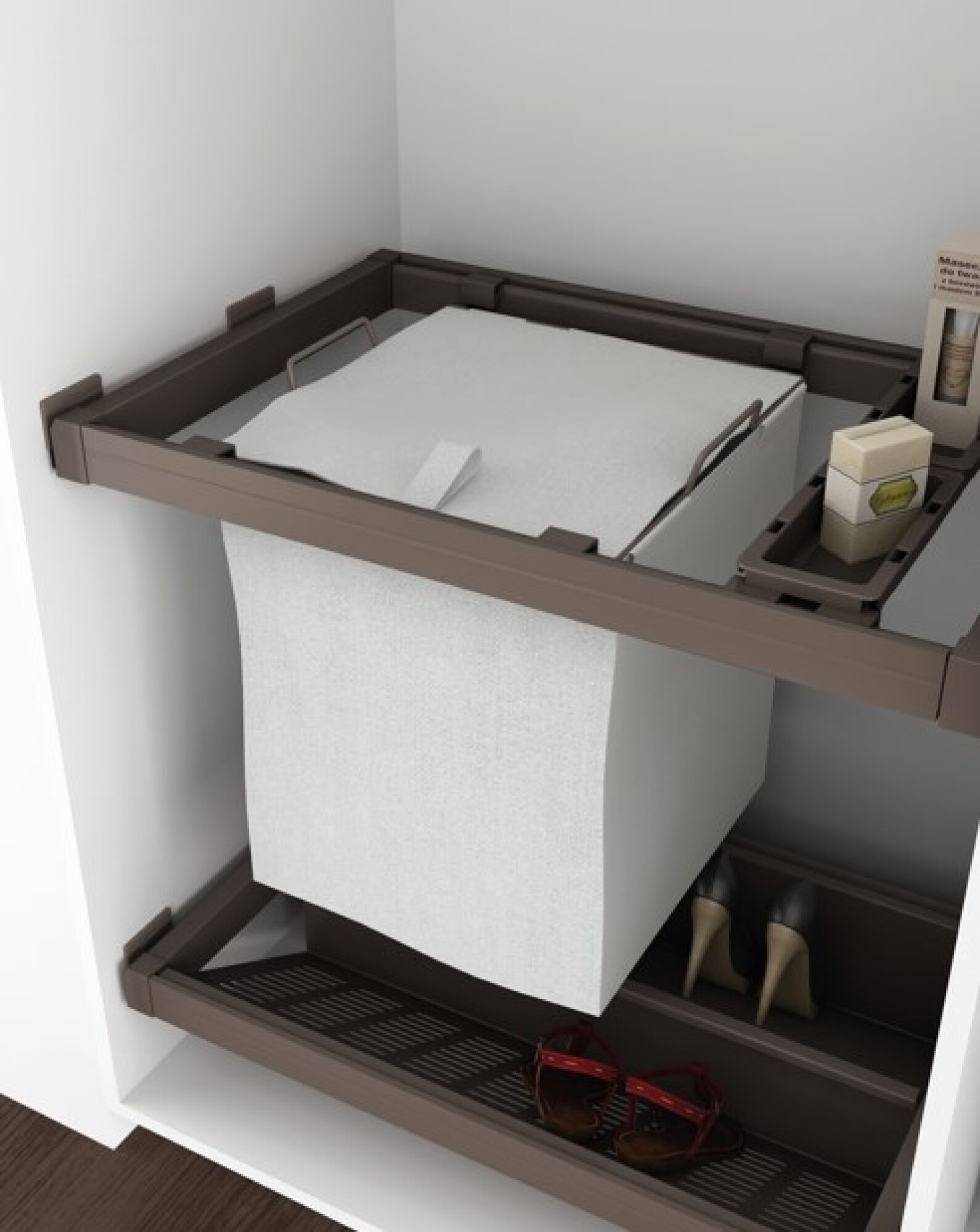 Panier linge avec cadre Moka