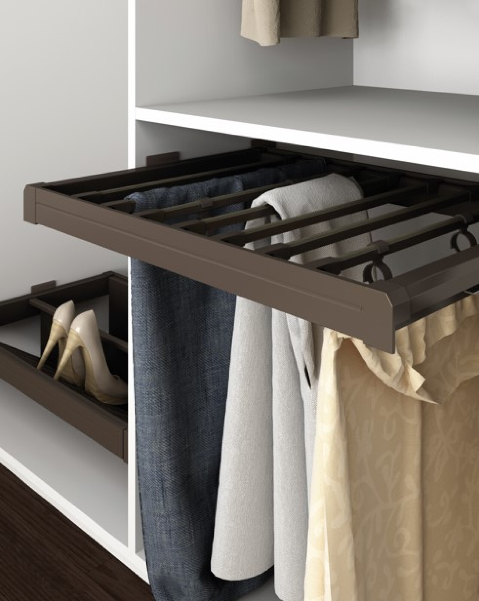 Porte pantalons avec cadre Moka