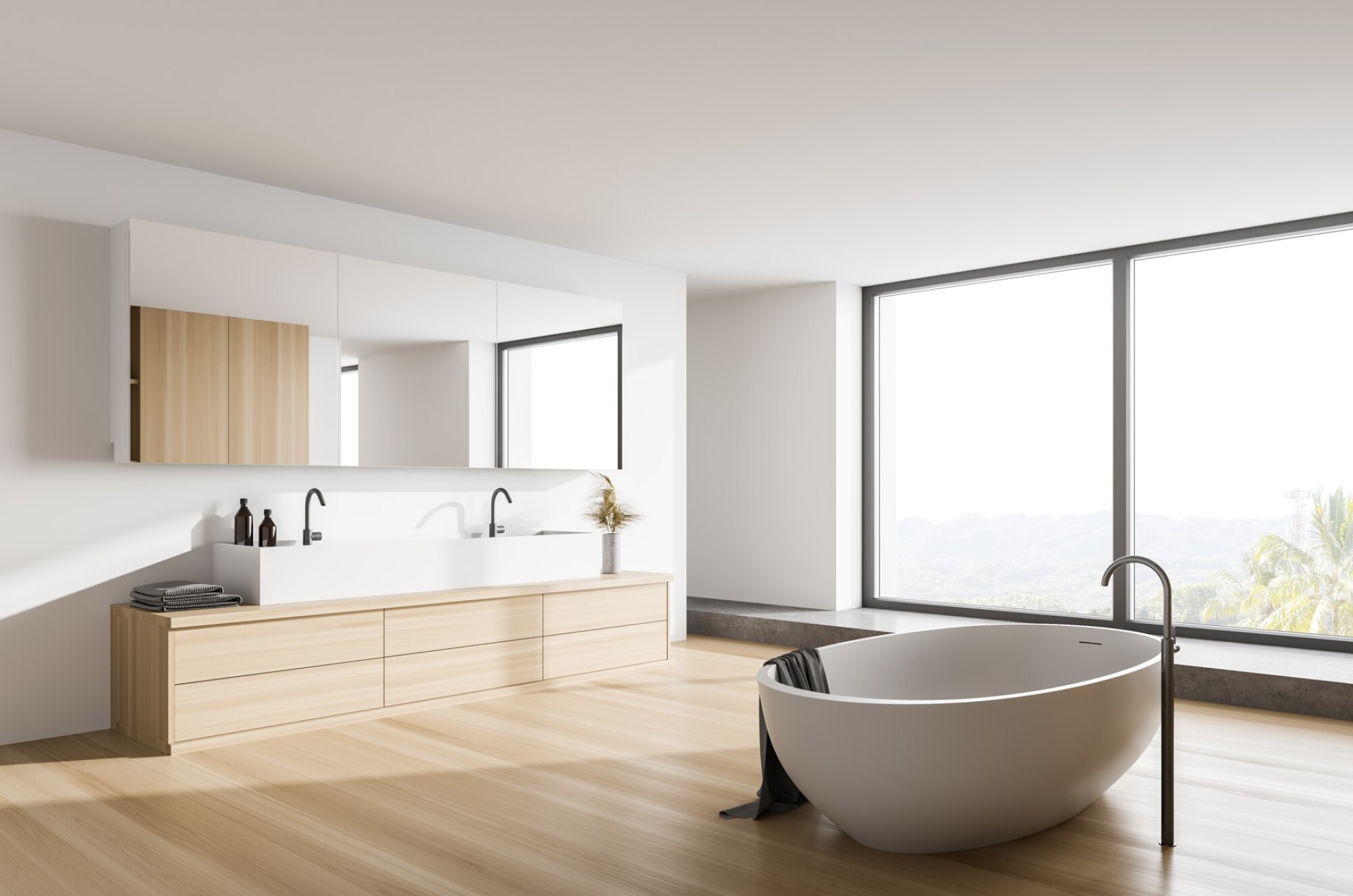 Fourniture et pose d'un meuble de salle de bain supérieur à 150 cm