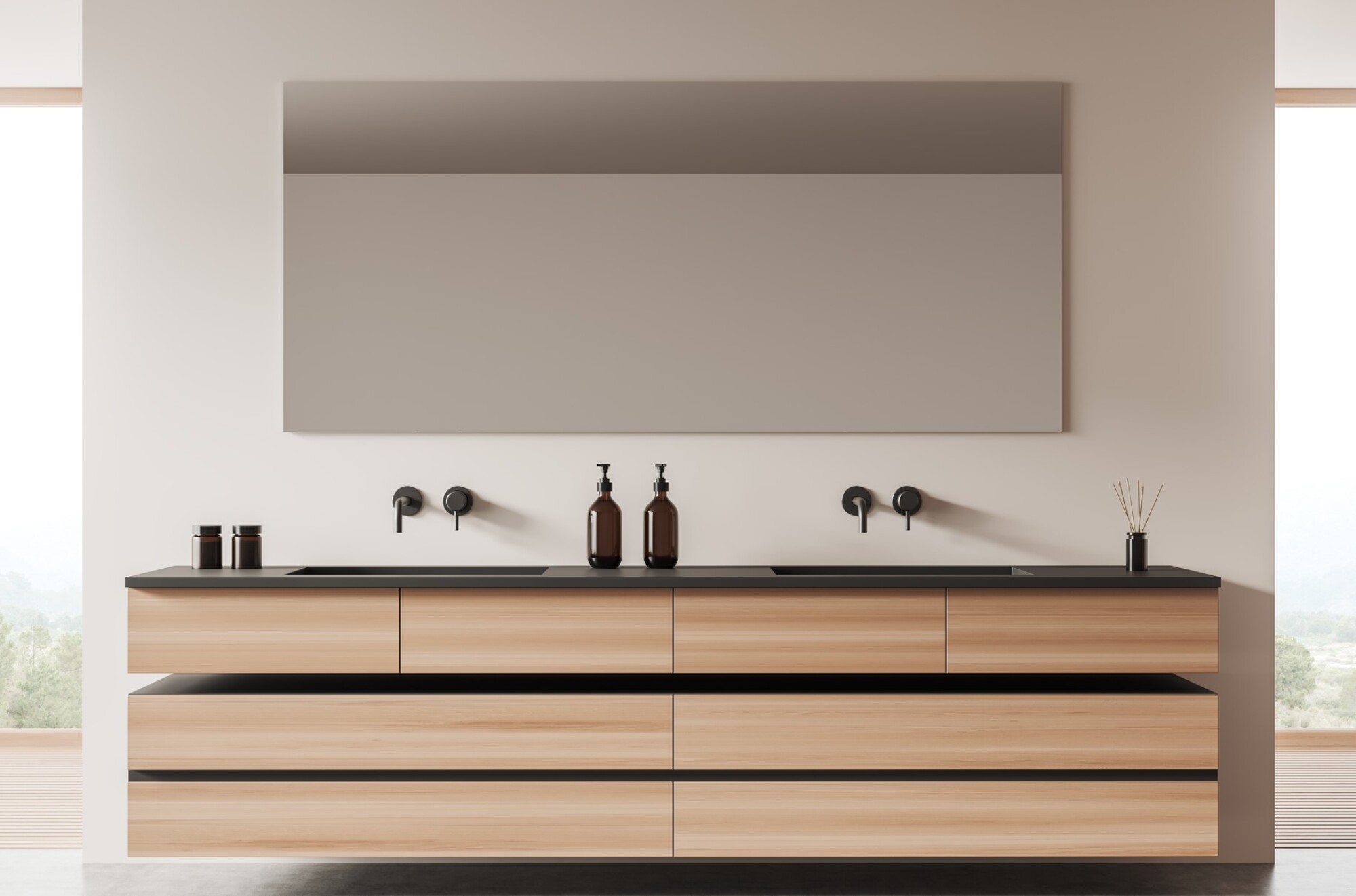 Installation lavabo avec meuble intégré