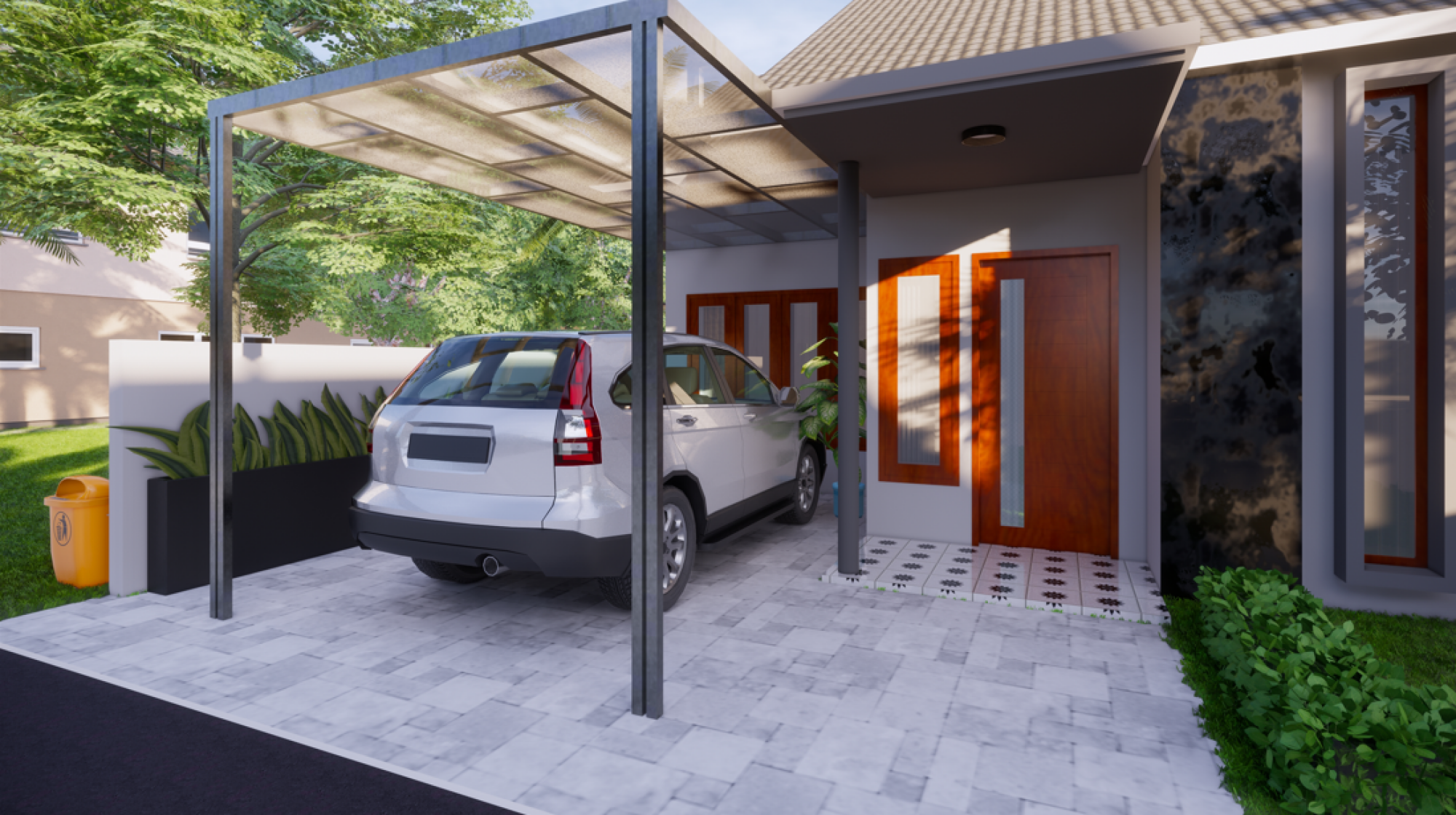 Réparation de carport avec toit transparent