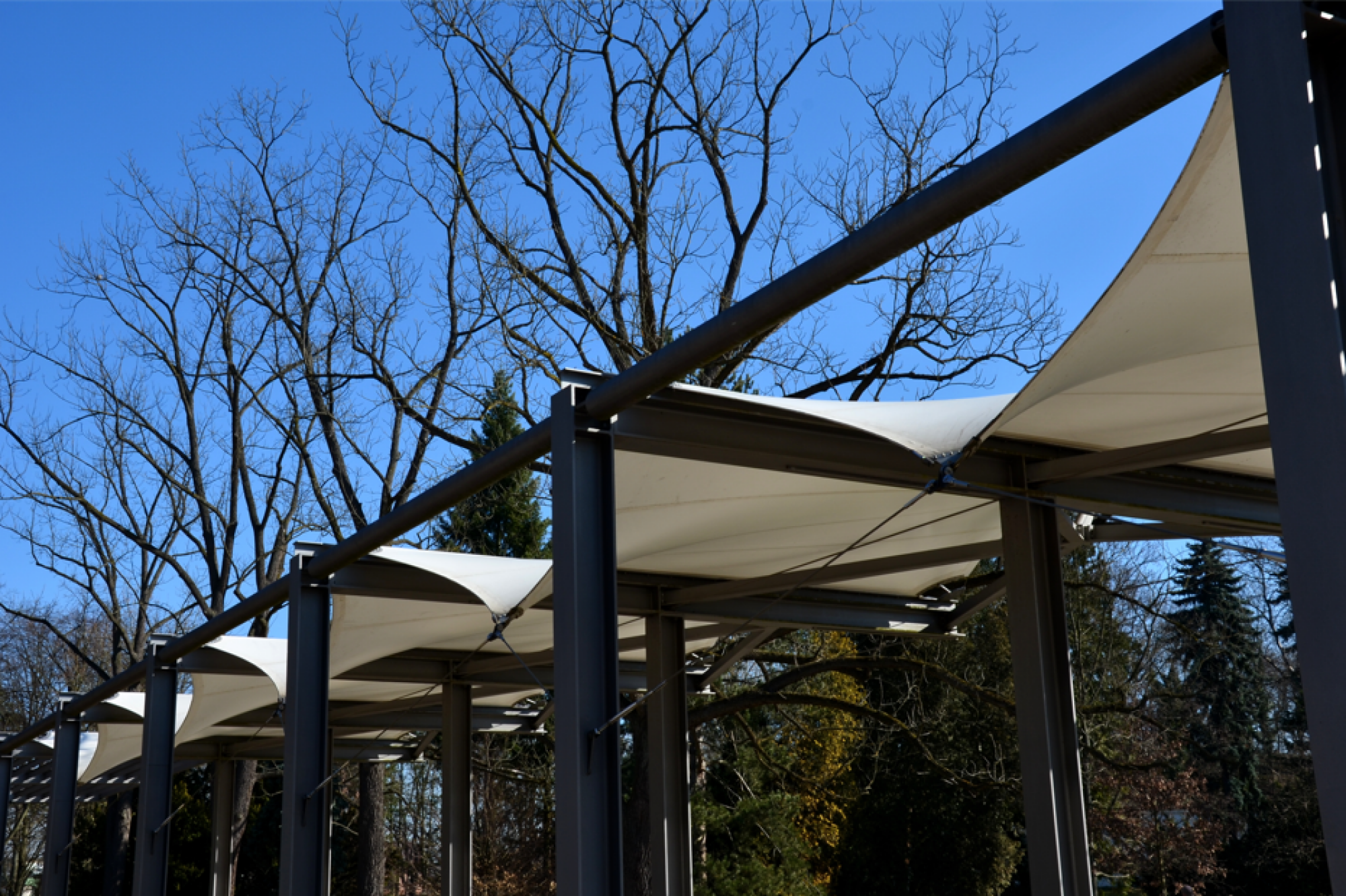 Pose de toile d'ombrage pour pergola