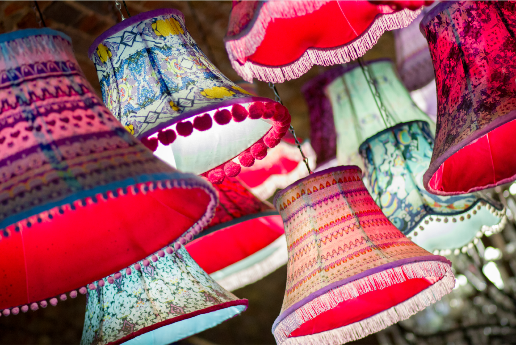 Abat-jour en tissu coloré