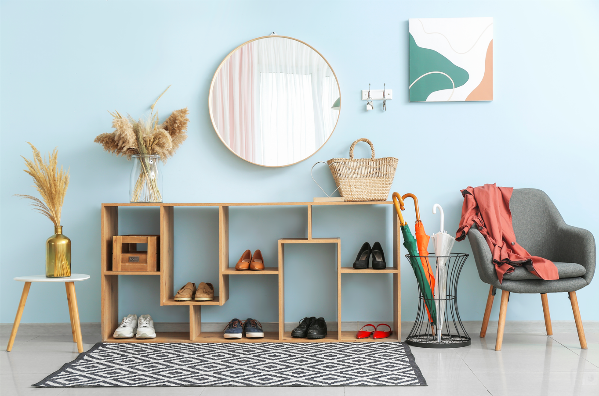 Meuble de rangement pour entrée en acacia