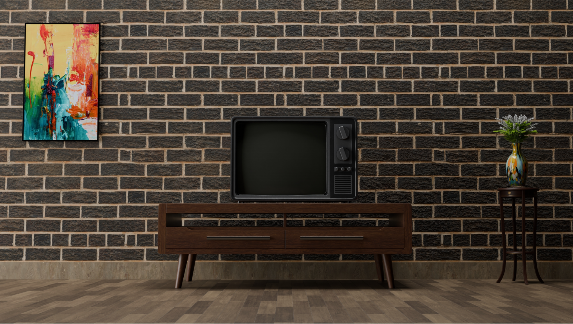 Meuble TV design en acacia