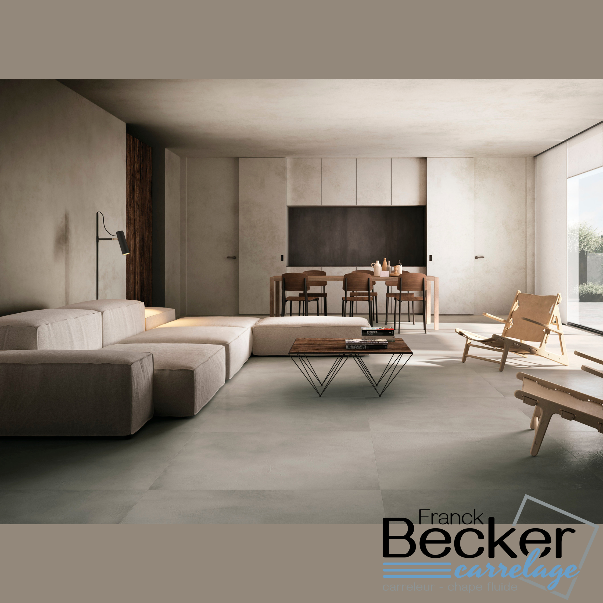 Pose de carrelage au format 100x100cm