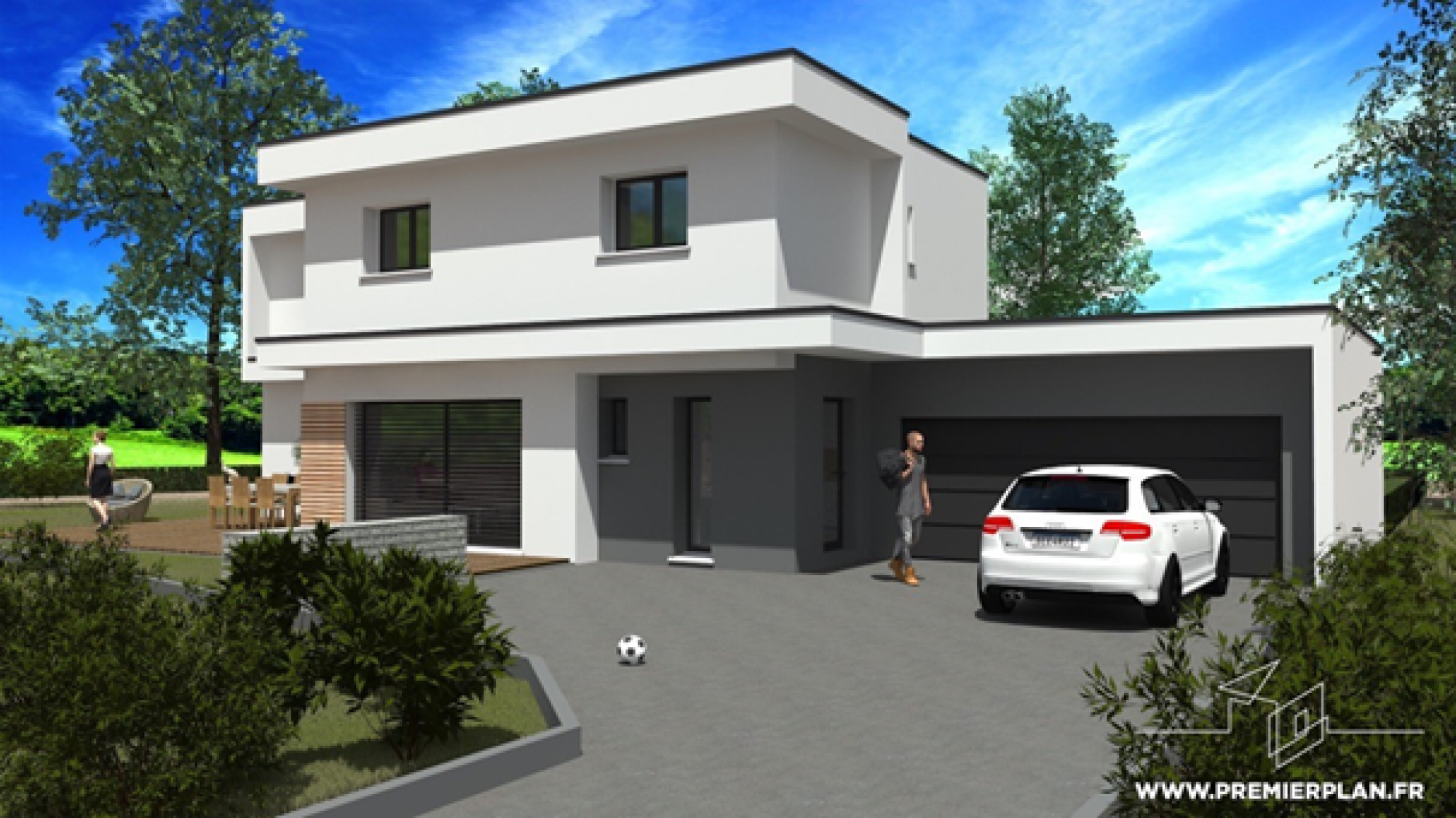 Maison complètement en toit plat