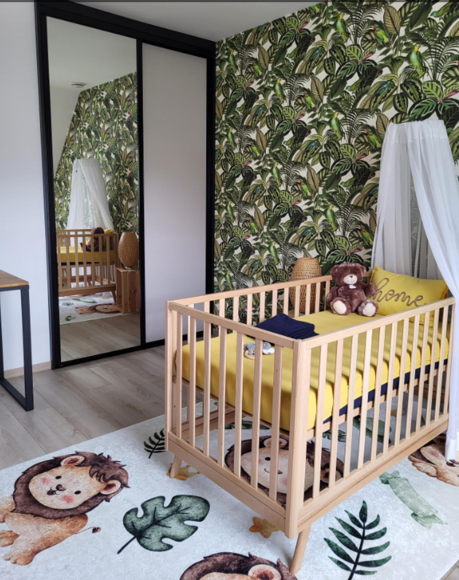 Création d'un placard façades coulissantes profil noir 2 vantaux dont 1 miroir