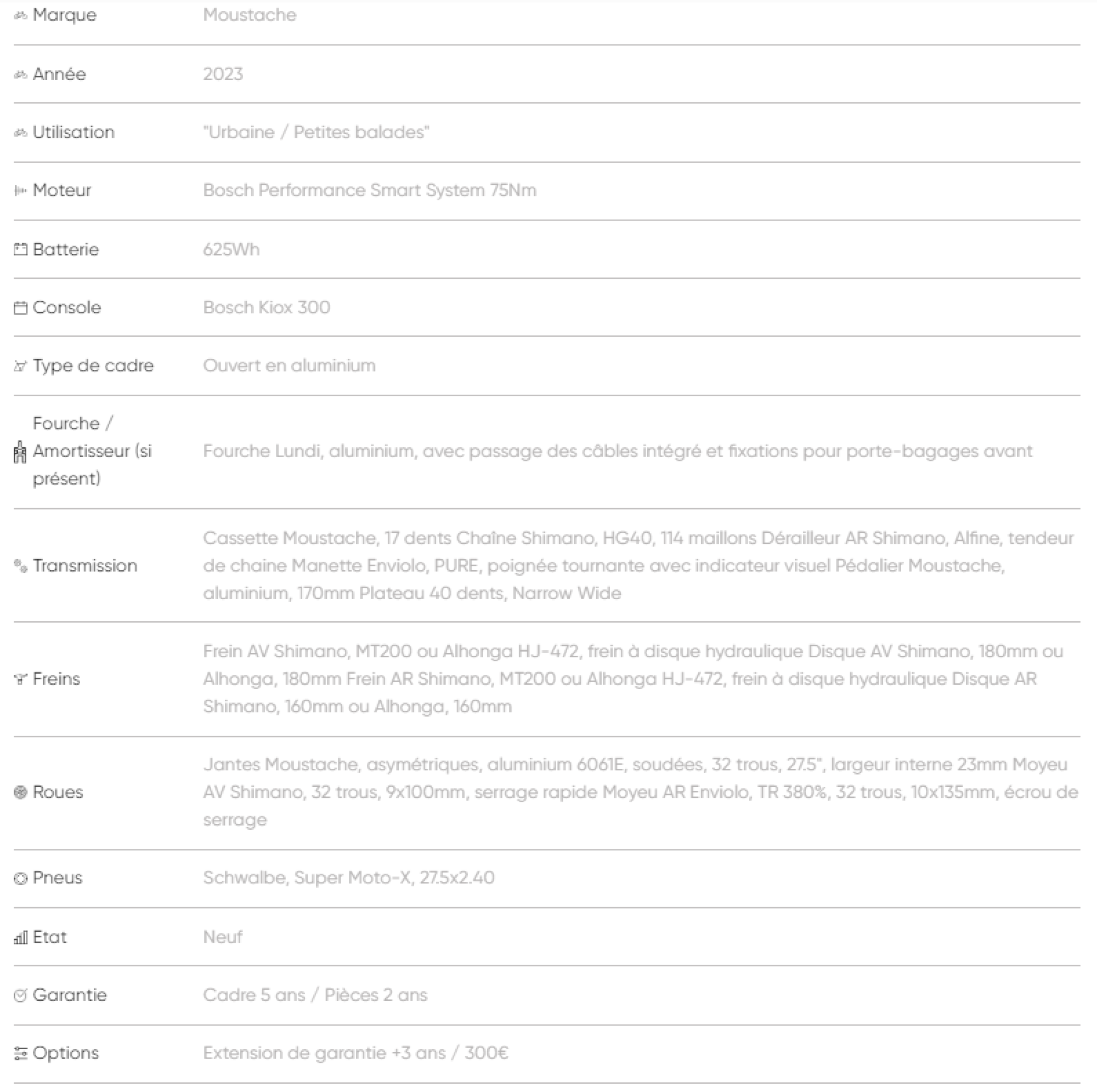 Vélo de ville électrique moustache lundi 27.5 625wh