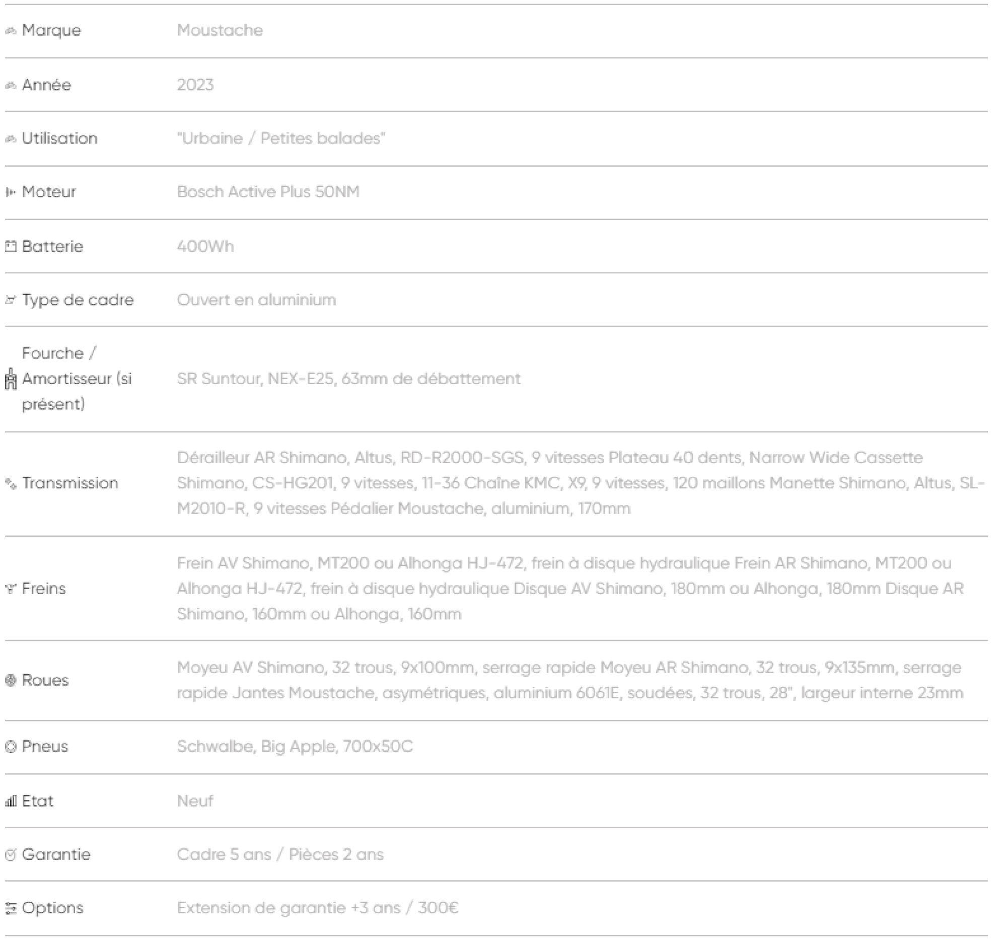 Vtc électrique moustache samedi 28.2 open 400wh