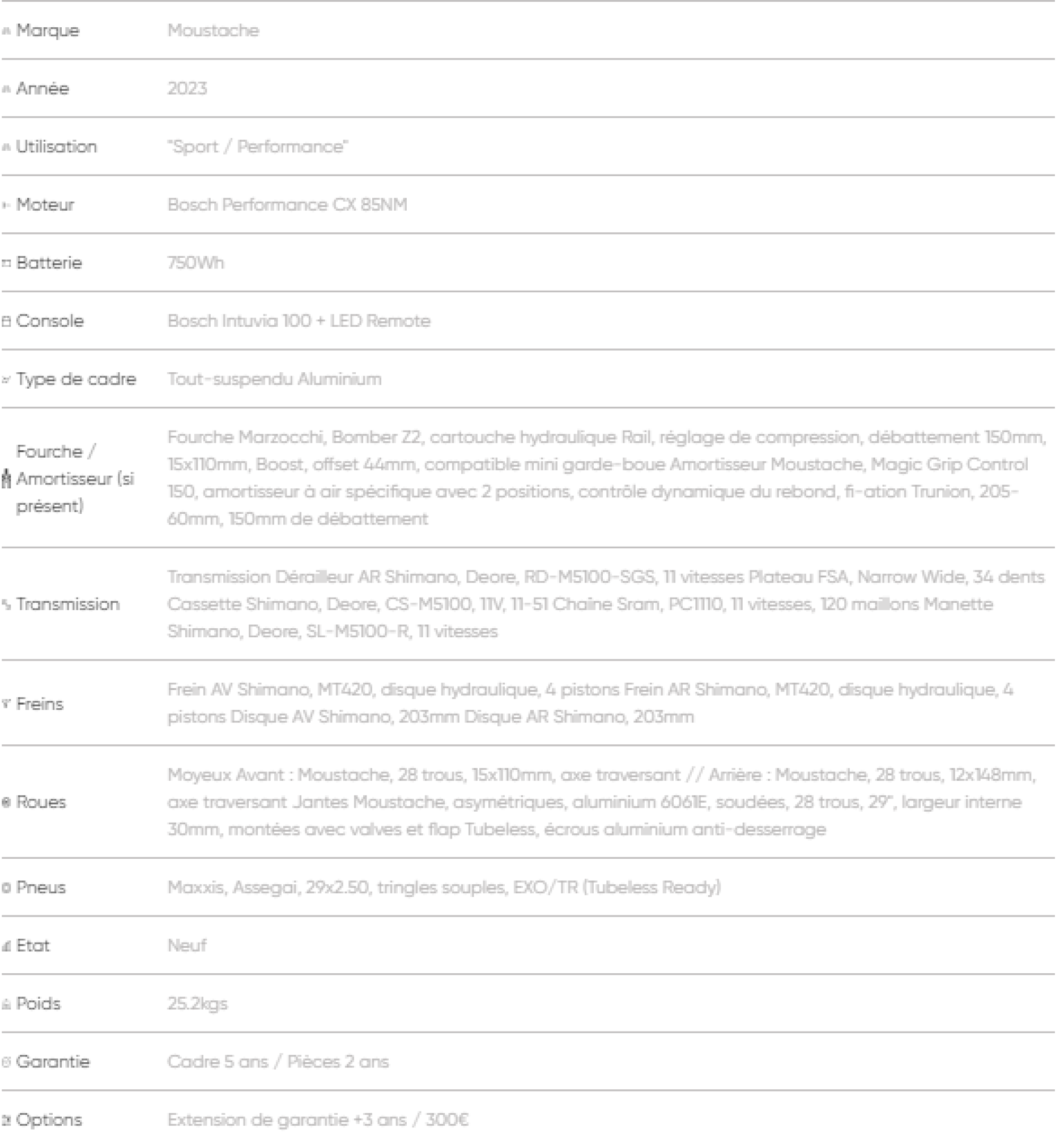 Vtt électrique moustache trail 3 750wh
