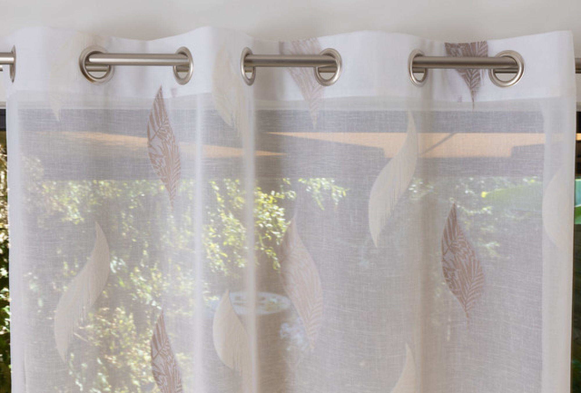 Rideau Voilage FEUILLES Taupe