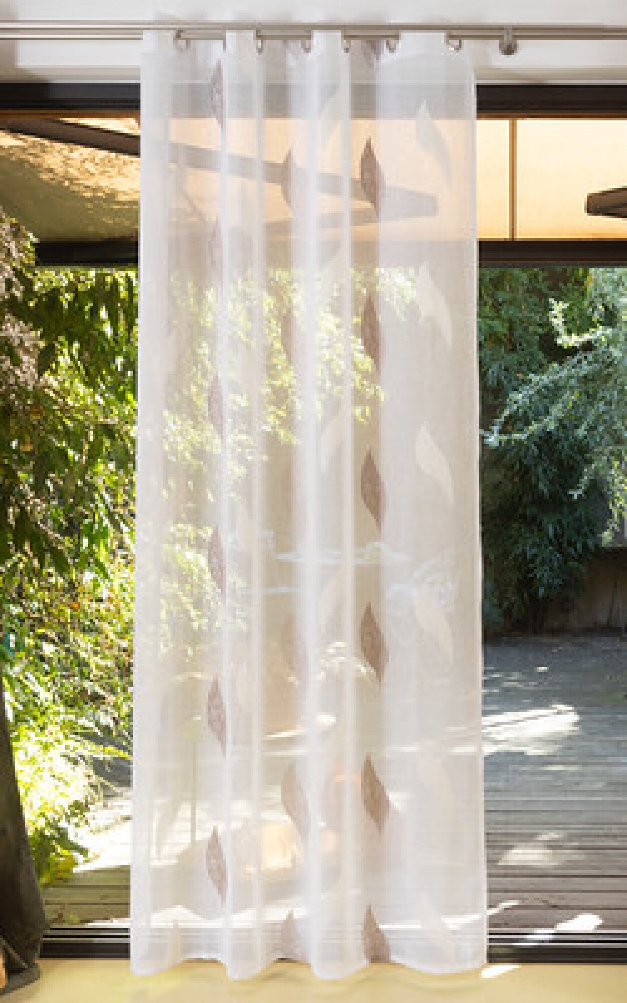 Rideau Voilage FEUILLES Taupe