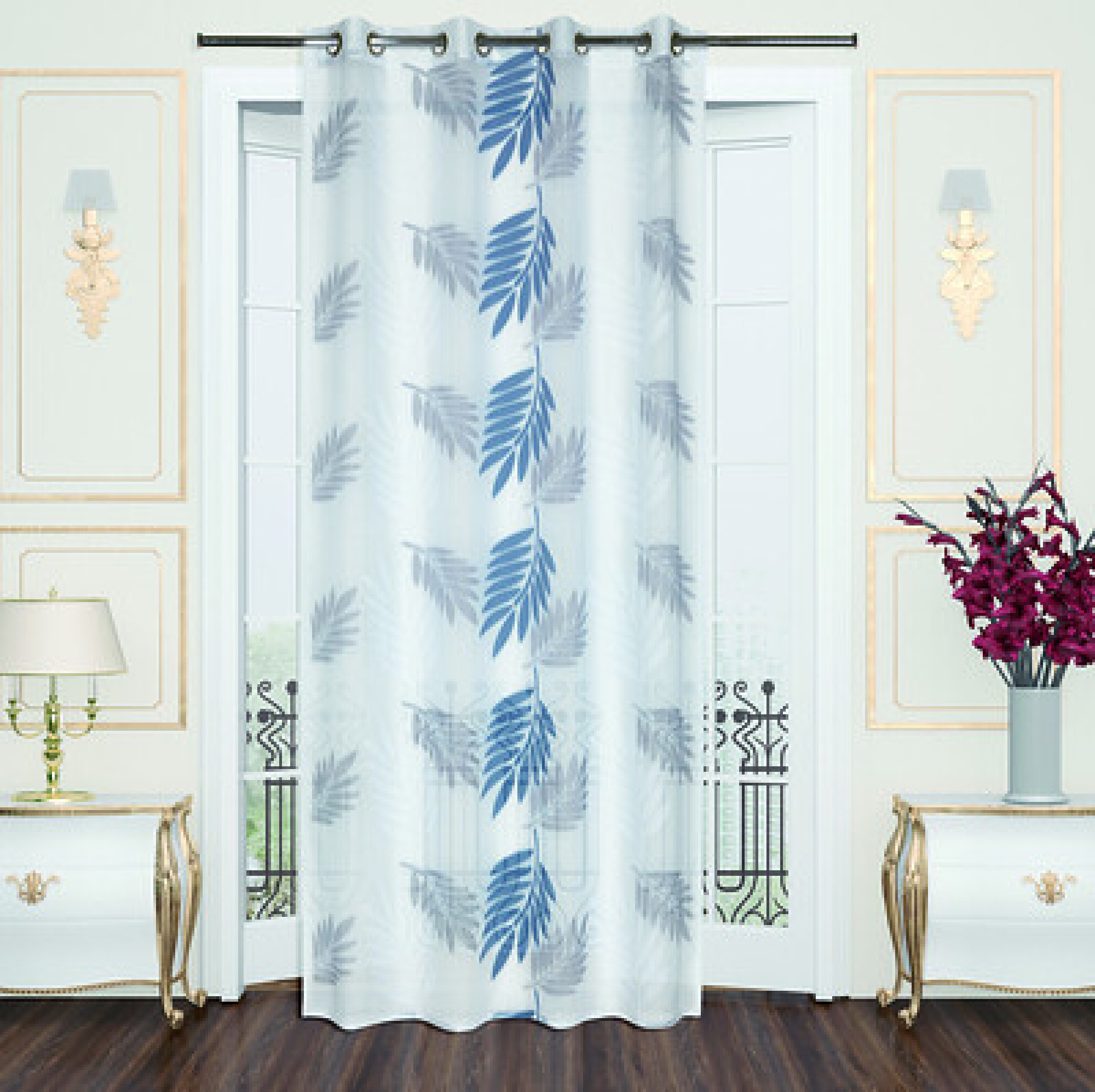 Rideau Voilage TROPICAL Bleu