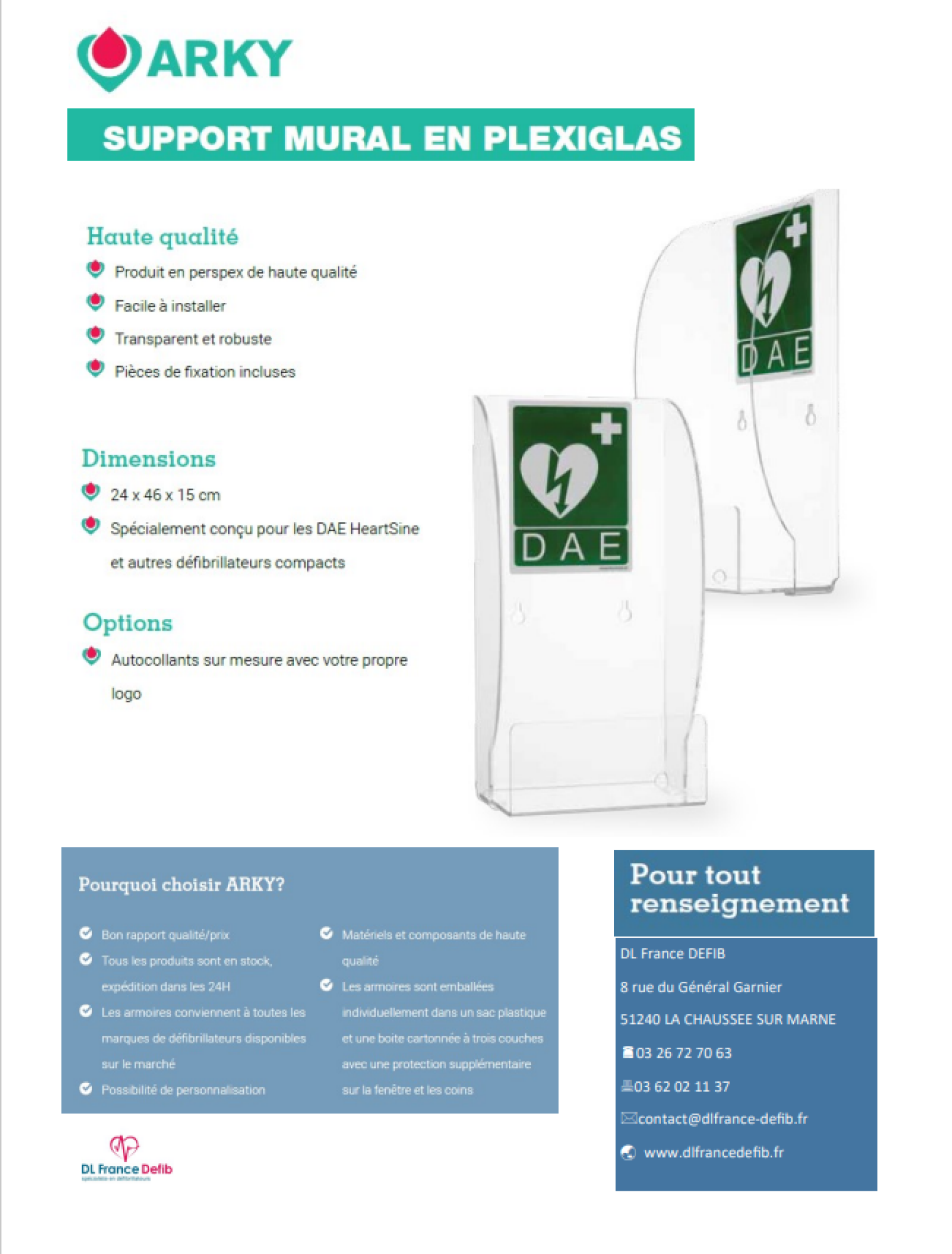 Support mural en plexiglas HASTEC