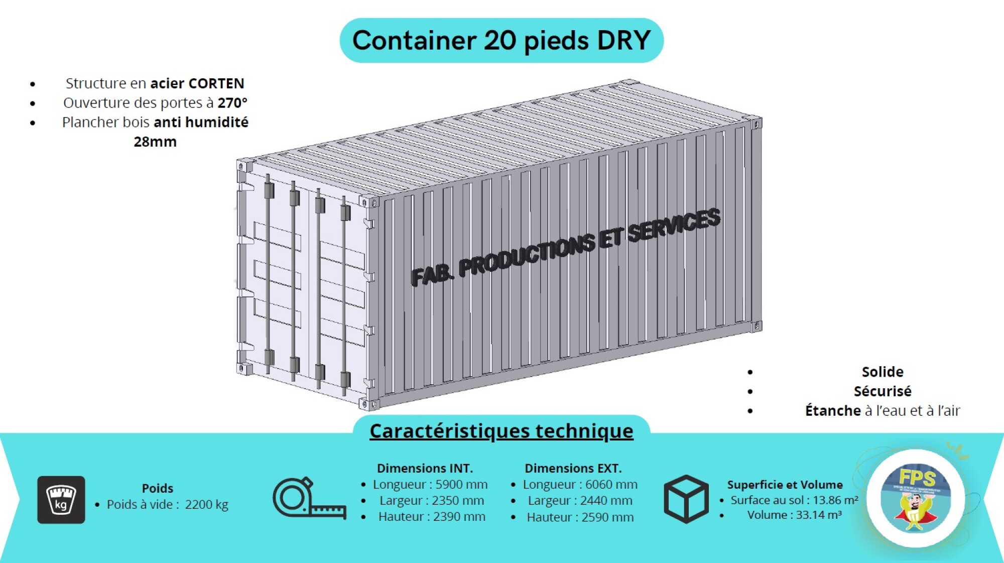 Container 20' DRY 1er voyage RAL 7016