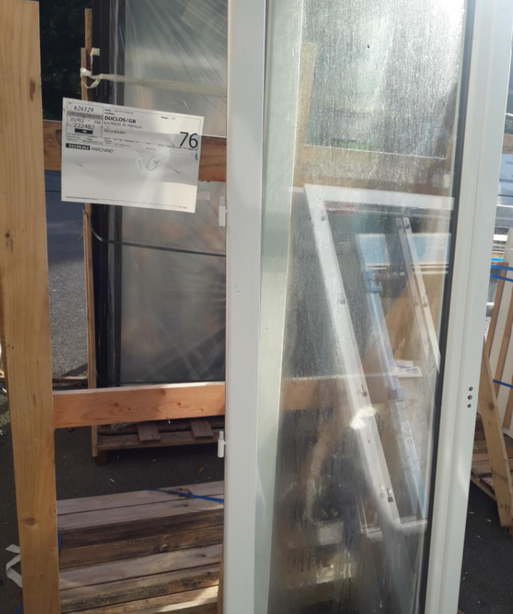 Porte-fenêtre 2 vantaux + fixe vitré sur dormant Haut 2150 mm x Larg 2100 mm